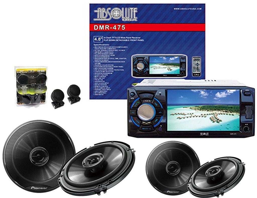 Absolute DMR-475 4.8" DVD/MP3/CD with 2 Pairs Of Pioneer TS-G1645R 6.5" & TW600