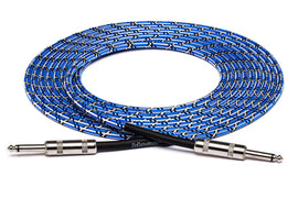Hosa 3GT-18C1 Cloth Guitar Cable, Straight to Same, 18 ft, Blue/White/Black