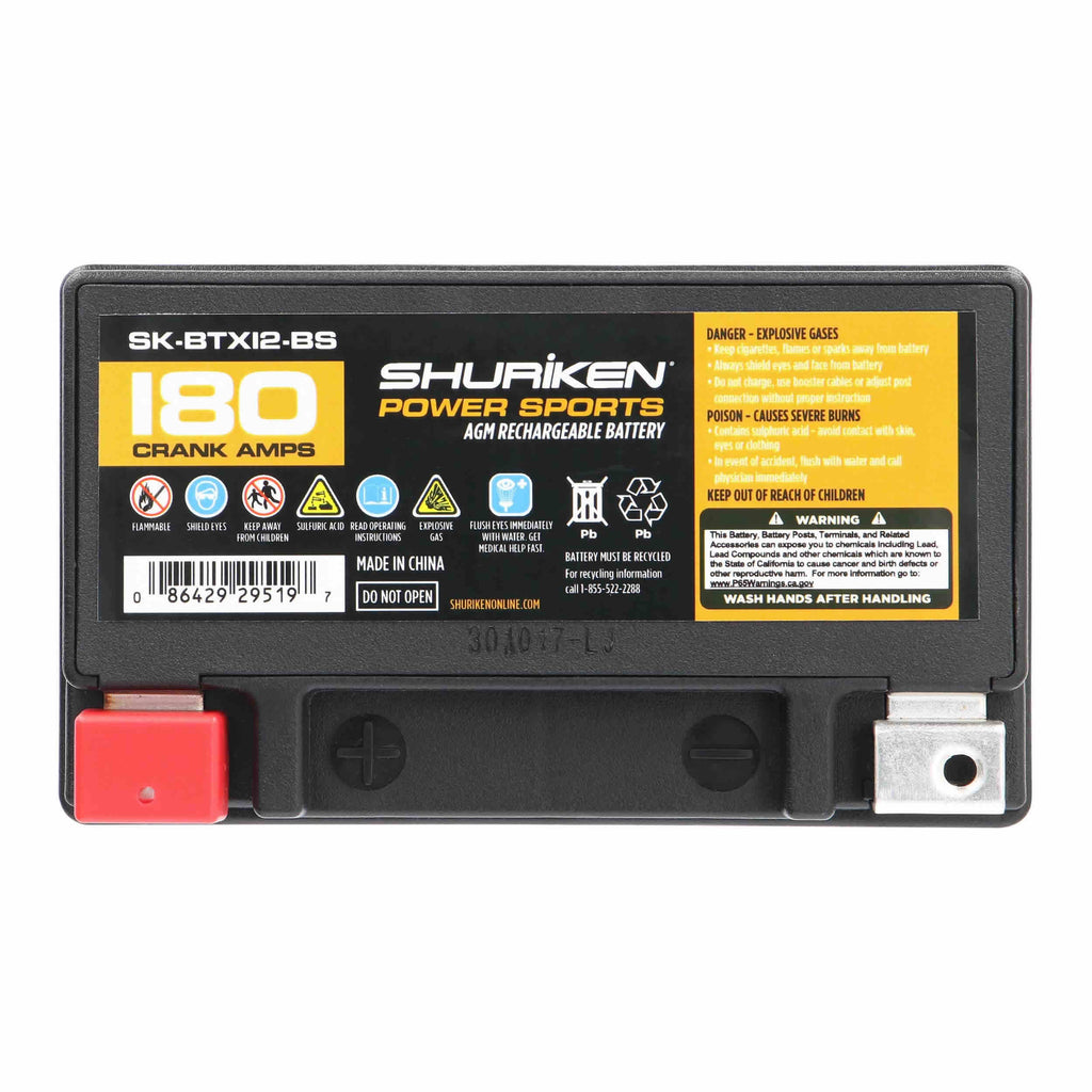 Shuriken SK-BTX12-BS 180 CRANK AMPS / 10AMP HOURS AGM Power Sports 12V Battery