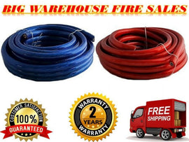 50 FEET PREMIUM 0 GAUGE BLUE & RED POWER + GROUND WIRE CABLE 1/0 GAUGE CAR AUDIO