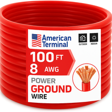 Charger l'image dans la galerie, American Terminal ATP8G100RD 8GA 100' Red Power Ground Wire Car Audio Amplifier Marine Cable