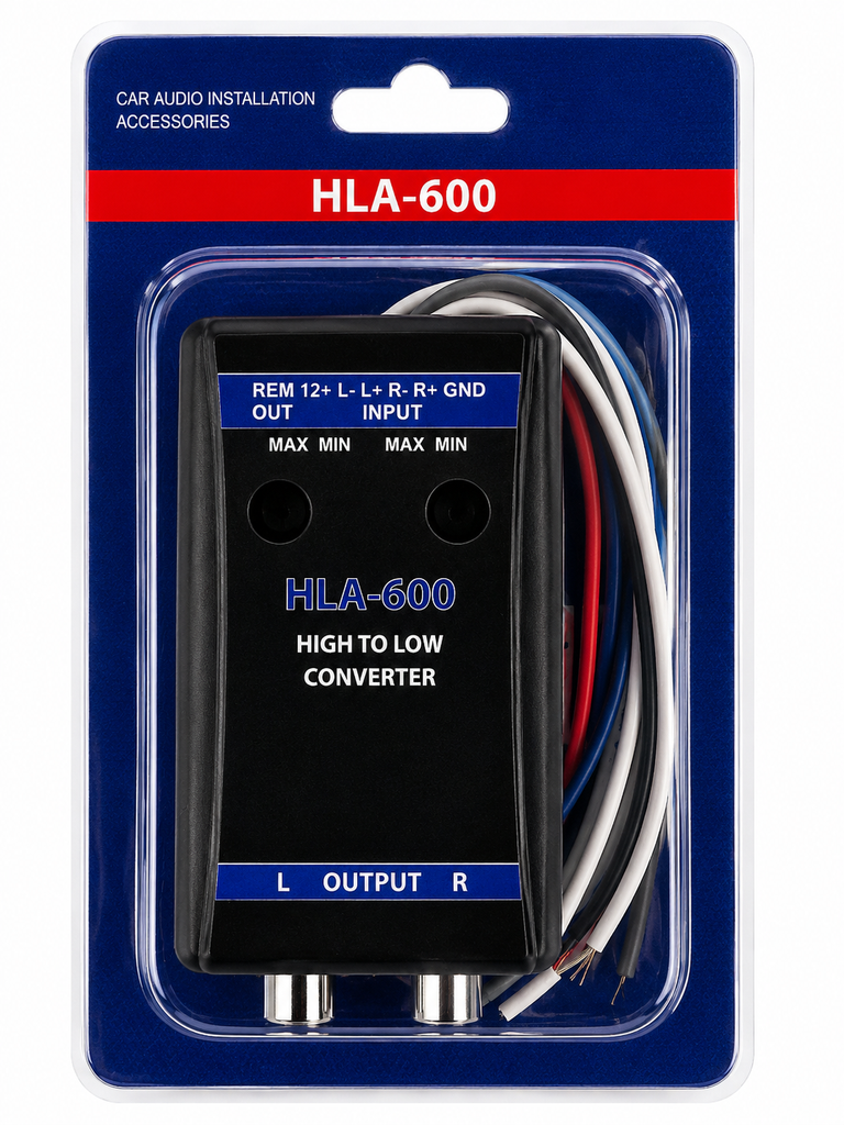 2 Absolute HLA600 2-Ch High-to-Low Line Output Converter Adjustable Speaker Level to RCA Converter