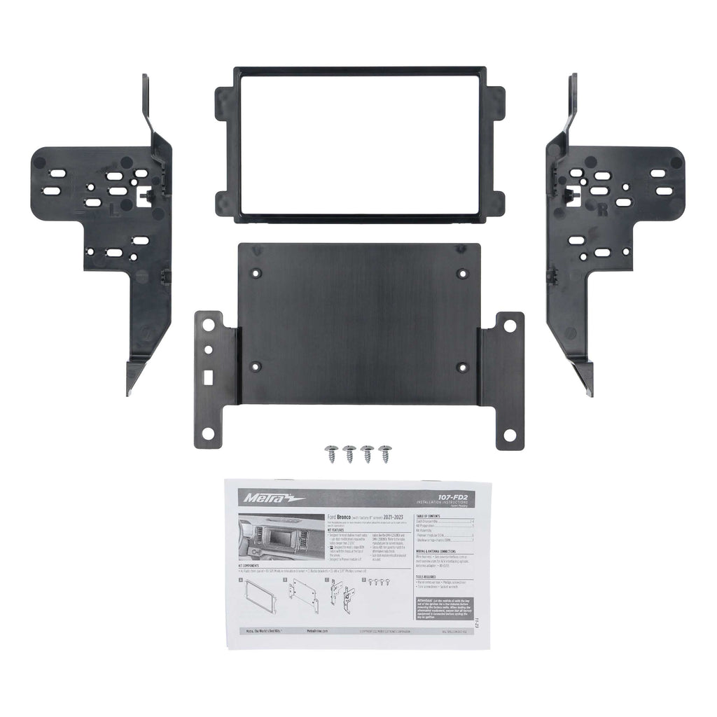 Metra 107-FD2 Double-DIN Car Stereo Dash Kits - Compatible Fits for Ford Bronco 2021-2023 (With Factory 8” Screen)
