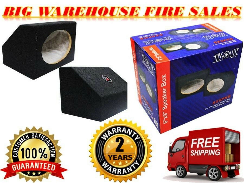 PAIR 6 X 9 BOX ENCLOSURES CAR AUDIO SPEAKERS 6X9" Angled/Wedge THICK REAL CARPET