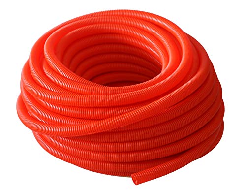 Absolute USA SLT14RD 1/4-Inch x 100-Feet Red Split Loom Split Wire Loom Polyethylene Conduit Corrugated Plastic Tubing Sleeve for Various Automotive, Home, Marine, Industrial Wiring Applications, Etc.