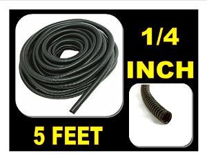 5 FT 1/4" INCH Split Loom Tubing Wire Conduit Hose Cover Auto Home Marine Black Marine Black