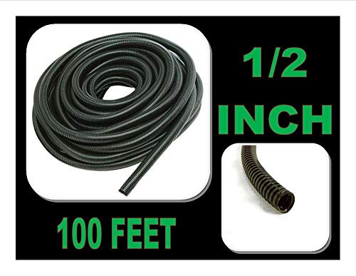 Absolute  1/2" Stereo Tubing Wire Cover Black Split Loom Flexible Good Quality - (100' Ft)