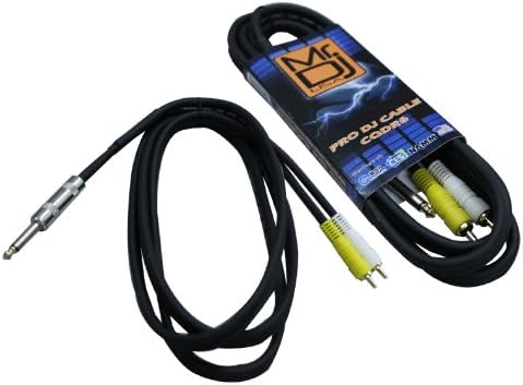 Mr. Dj CQDR6 6' 1/4" TRS to Dual RCA Insert Cable, Male 6.35mm 1/4" TRS to 2RCA Y Splitter Patch Microphone Cable
