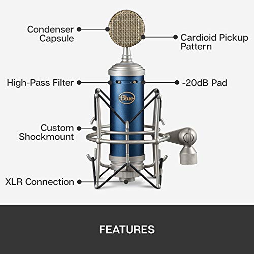 Blue Bluebird SL XLR Condenser Microphone for Recording and Streaming, Large-Diaphragm Cardioid Capsule, Shockmount and Protective Case