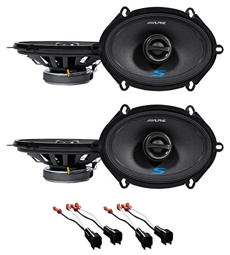 2 Alpine S2-S68 5x7" Rear & Front Factory Speaker Fit 2002-2010 Mercury Mountaineer + Metra 72-5600 Speaker Harness