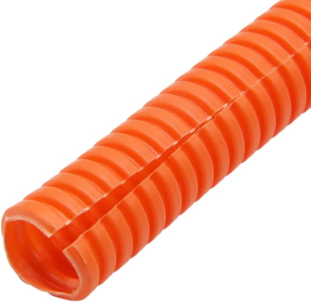 American Terminal 1/2" Dia. x 100 ft Orange Flexible Polyethylene Corrugated Split Tubing Wire Loom