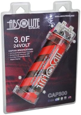 Absolute CAP300R 3 Farad Digital Power Capacitor 3000-Watt Red LED Voltage Display