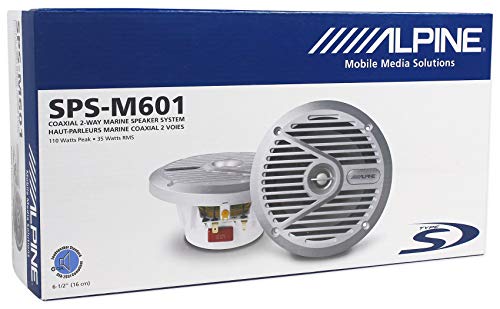 (4) Alpine SPS-M601 Pair 6.5" 2-Way Marine/Boat Coaxial Speakers