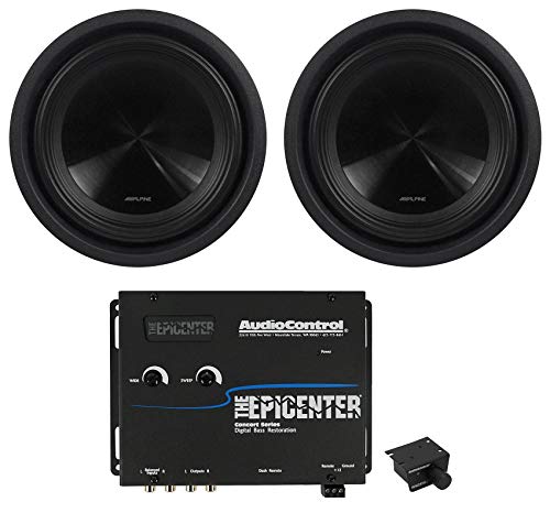 2 Alpine SWT-10S2 10" 1000W Shallow Slim Subwoofer + AudioControl Epicenter Bass