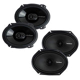 Rockford Fosgate P1683 6x8 Inch 130 Watt 3 Way Speakers (2 Pack) R168X2 6x8 Inch 110 Watt Prime 2 Way Speakers (2 Pack)