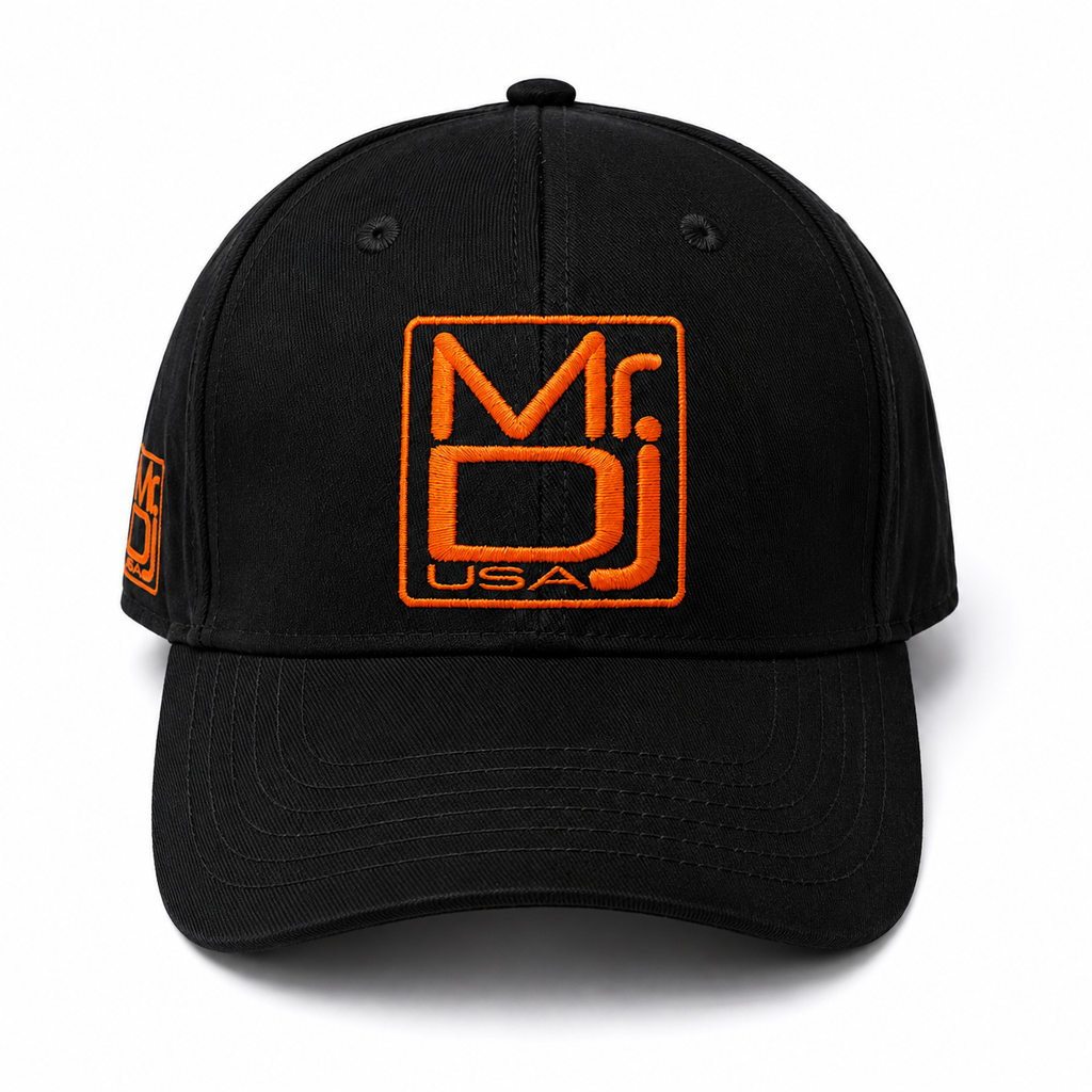 2 MR DJ Adjustable Black Baseball Cap  100% Cotton Unstructured Low Profile Hat