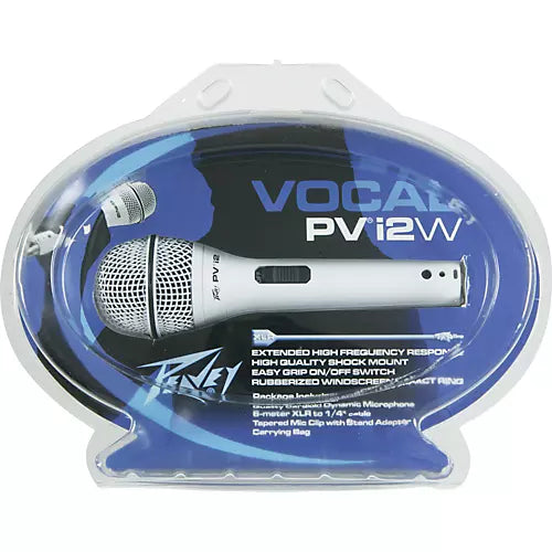 Peavey PVI 2W 1/4" White Cardioid Unidirectional Dynamic Vocal Microphone with 1/4" Cable