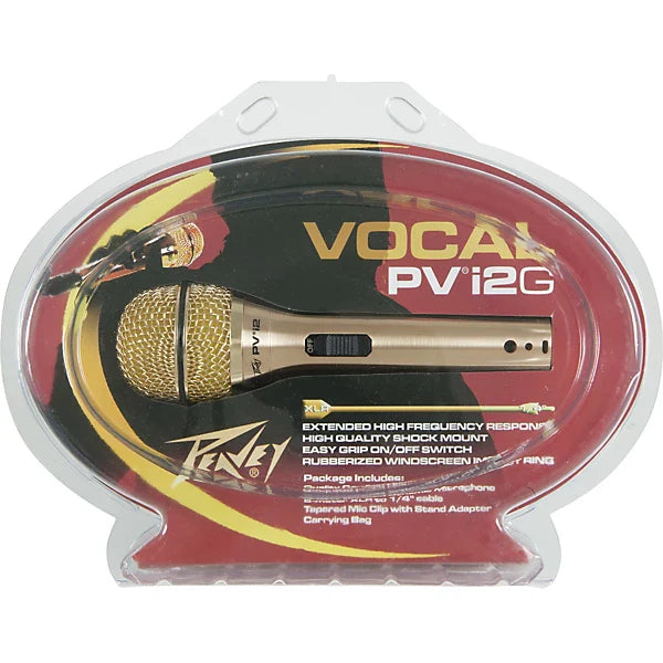 Peavey PVI 2G 1/4" Gold Cardioid Unidirectional Dynamic Vocal Microphone with 1/4" Cable