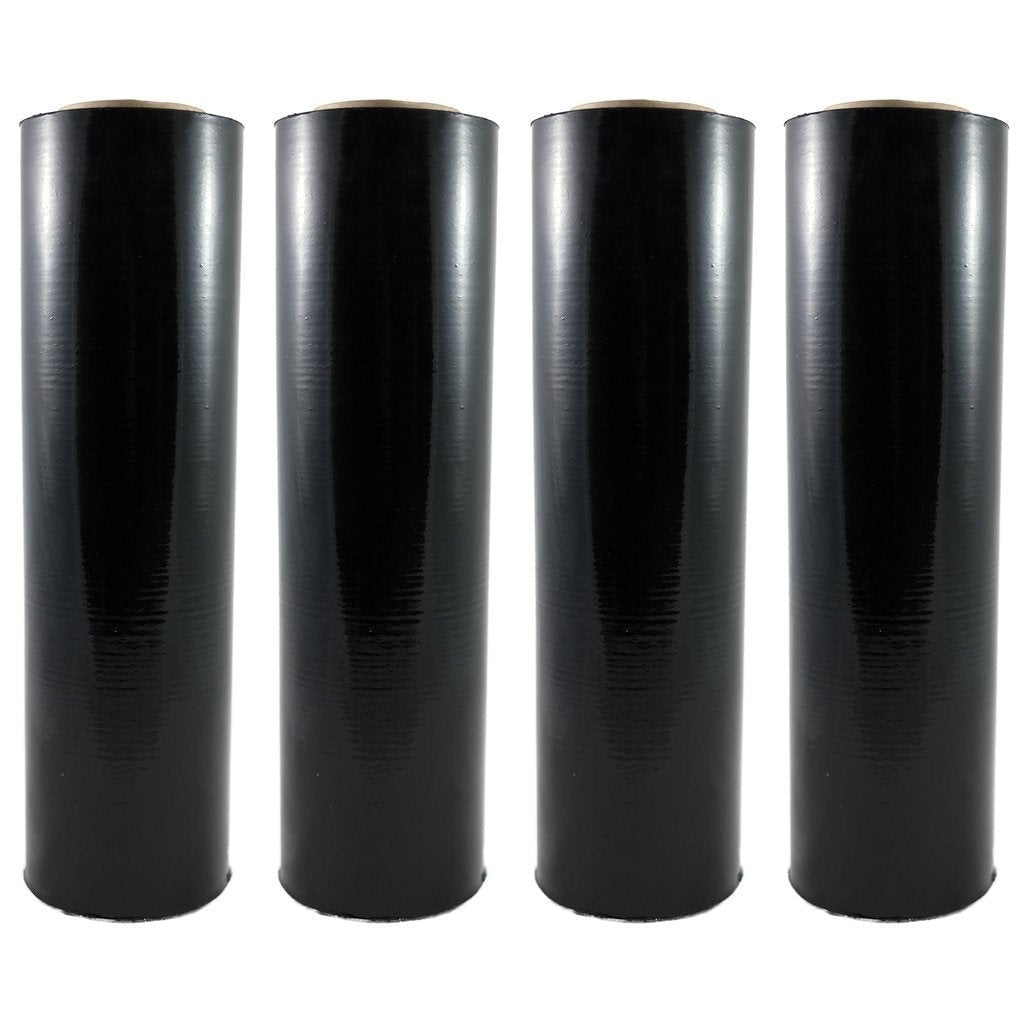 Absolute Four Rolls Black Hand Stretch Plastic Film Pallet Shrink Wrap