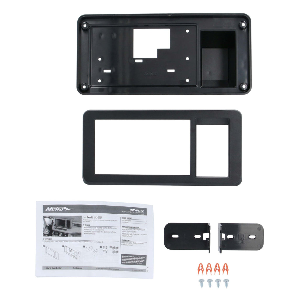 Metra 107-FD12 Double DIN Radio Installation Kits - Compatible Fits for Ford Maverick 2022-2024