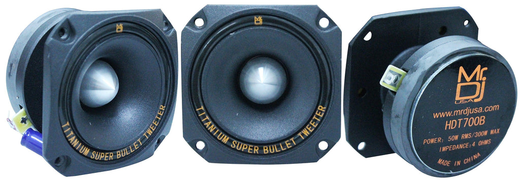 Mr. Dj HDT700S 3.5-Inch Titanium Bullet Tweeter w/ 10 Ounce Ferrite Magnet Chrom