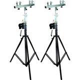 2 MR DJ ST200 & SBC250 Pro Lighting 12 Foot Crank Light Stand & Square Truss T-Bar Adapter