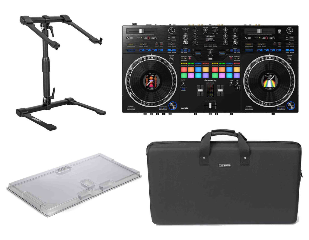 Pioneer DDJ-REV7, 2-Channel DJ Controller Package with Decksaver Cover, Magma CTRL Case and Headliner Laptop Stand