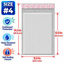 Charger l'image dans la galerie, BM Paper 200-Pack #4 9.5" x 13.5" White Bubble-Lined Poly Mailers Self-Sealing Padded Shipping Envelopes