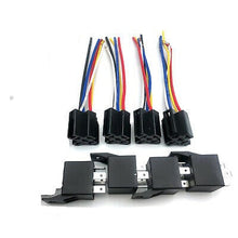 Load image into Gallery viewer, 4 Absolute USA 12V 30/40 Amp SPDT Automotive Marine Bosch / Tyco Style 5 Pin Relay with Wires &amp; Harness Socket