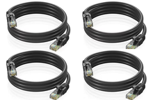 Load image into Gallery viewer, 4 Cat6a Ethernet Network Patch Cable RJ45 23AWG 600Mh Solid Copper Wire 3' Black