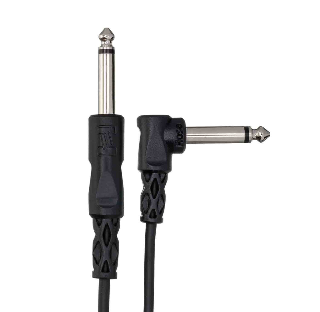 Hosa CPP-103R, 1/4" TS to Right-angle 1/4" TS Unbalanced Interconnect Cable - 3 Feet