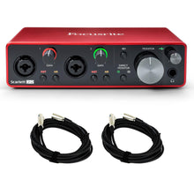 Load image into Gallery viewer, Focusrite Scarlett 2i2 3rd Gen USB Interface w/ 2 3-Foot XLR Cables Bundle
