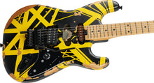 Load image into Gallery viewer, EVH 5107900528 Striped Series Frankenstein Frankie, Maple Fingerboard - Black with Yellow Stripes, Aged