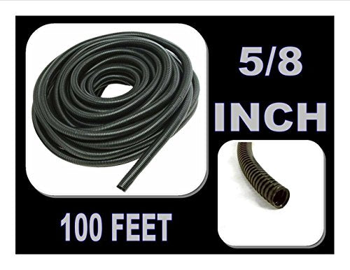 American Terminal 100 FT 5/8 INCH Split Loom Tubing Wire Conduit Hose Cover Auto Home Marine Black