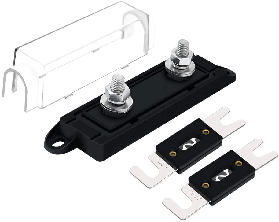 American Terminal ANL Fuse Power Distribution Holder with 2pcs 250A ANL Fuse, Clear Cover for RV Car Audio