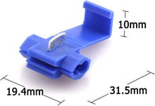 Load image into Gallery viewer, American Terminal SPL1614B 50pcs Lock Quick Splice Wire Terminals Snap Lock Blue 16-14 AWG