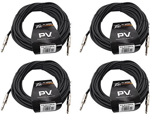 4 Peavey PV 50' Foot 14-Gauge 1/4" TS to 1/4" TS S/S Speaker Cables