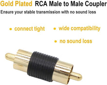 Charger l'image dans la galerie, 10 Pack Male to Male Gold RCA cable cord Coupler Joiner barrel Connectors