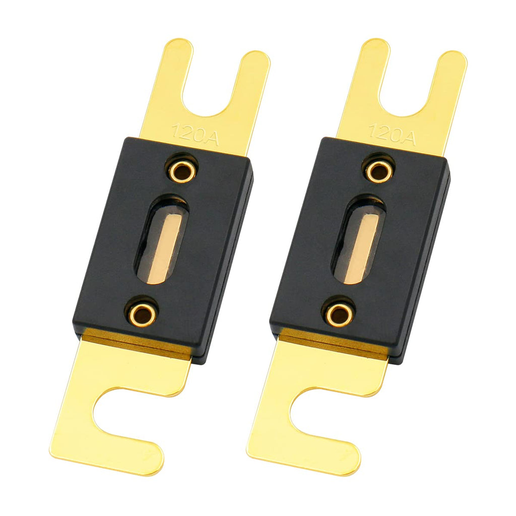 2 Absolute 120 Amp ANL Fuse Gold Plated High Quality Fuses Car Audio Blade