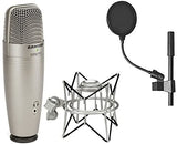 Samson C01U Pro USB Studio Condenser Microphone + Samson SP01 Spider Shockmount + Mr Dj 4 Inch Pop Filter