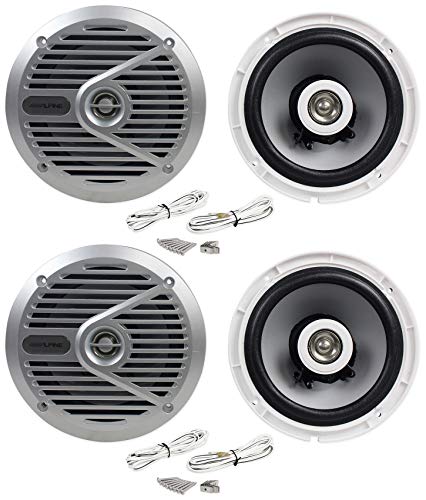 (4) Alpine SPS-M601 Pair 6.5" 2-Way Marine/Boat Coaxial Speakers