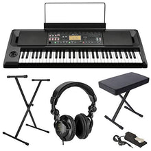 Load image into Gallery viewer, Korg EK-50 61-Key Arranger Entertainer Keyboard (Black), Starter Bundle with Bench, Stand and H&amp;A Studio Headphones