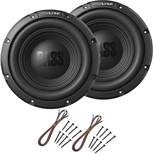 2 Alpine W10S4 Car Audio Bassline Single 4 Ohm 500 Watt 10" Subwoofers with Sub Install Kit Package