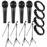 4 Peavey PV7 ND Magnet Dynamic Microphone with XLR to XLR Cable + 4 Microphone Stands