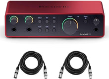 Charger l&#39;image dans la galerie, Focusrite Scarlett Solo 4th Gen 2x2 USB Audio Interface With Single Microphone Preamp &amp; 2 XLR Cable