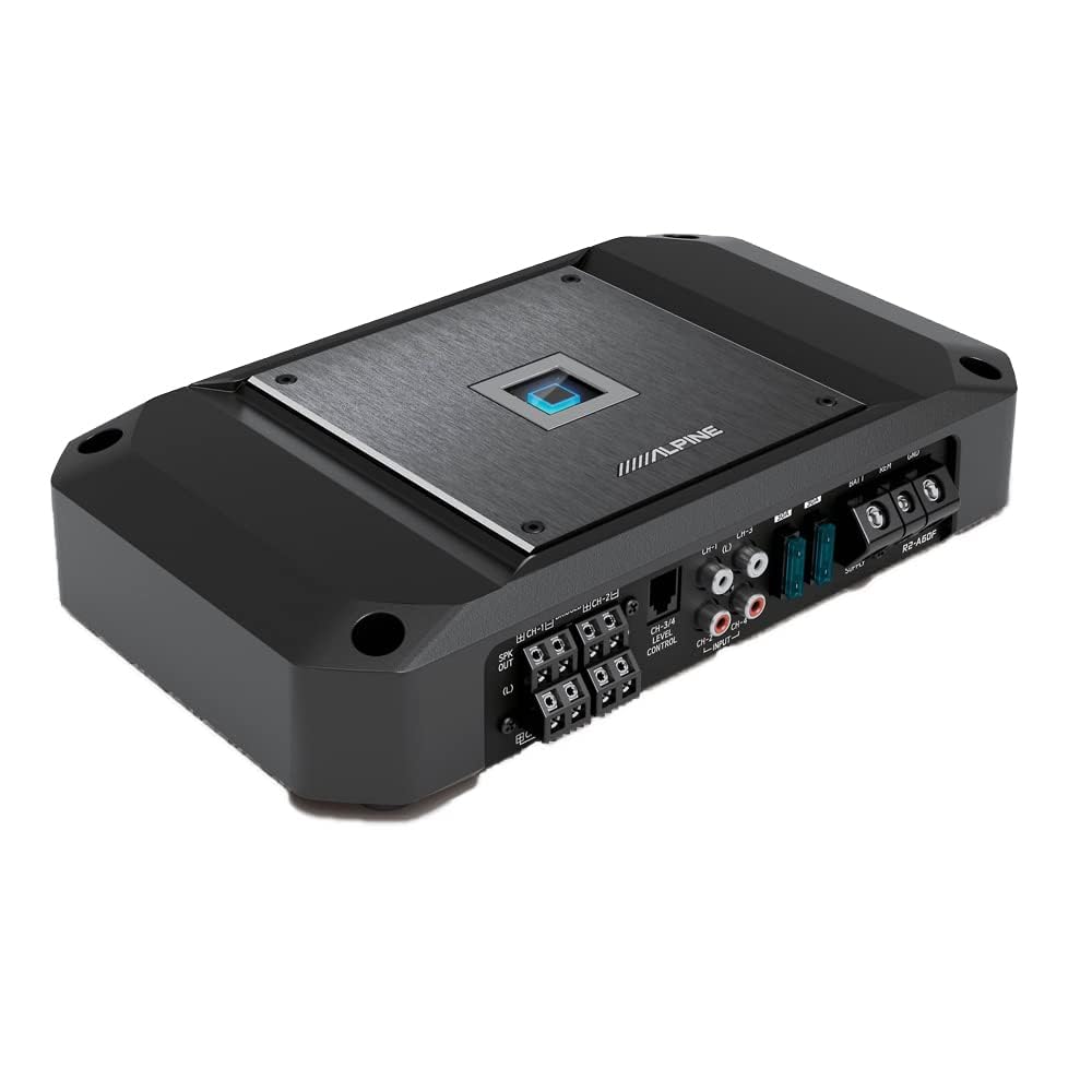 Alpine R2-A60F 4 Channel 600 Watt Class D Car Audio Amplifier & KIT4 Installation AMP Kit