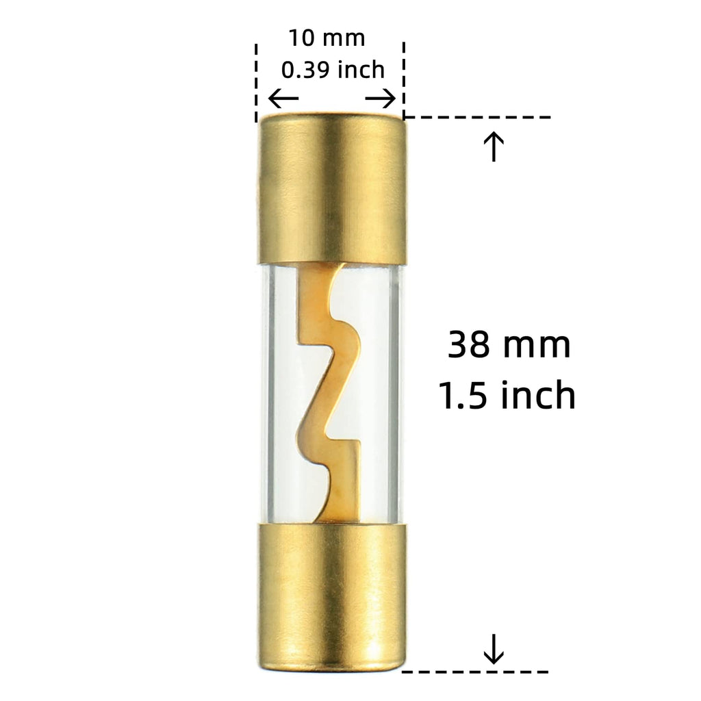 10 Absolute AGU60 60 Amp AGU gold plated fuses round glass fuse