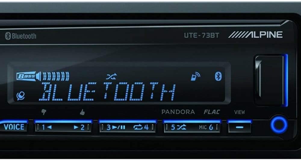 Alpine UTE-73BT In-Dash Digital Media Receiver with Bluetooth and Pandora Control with Metra 99-3410 & Metra 70-2003