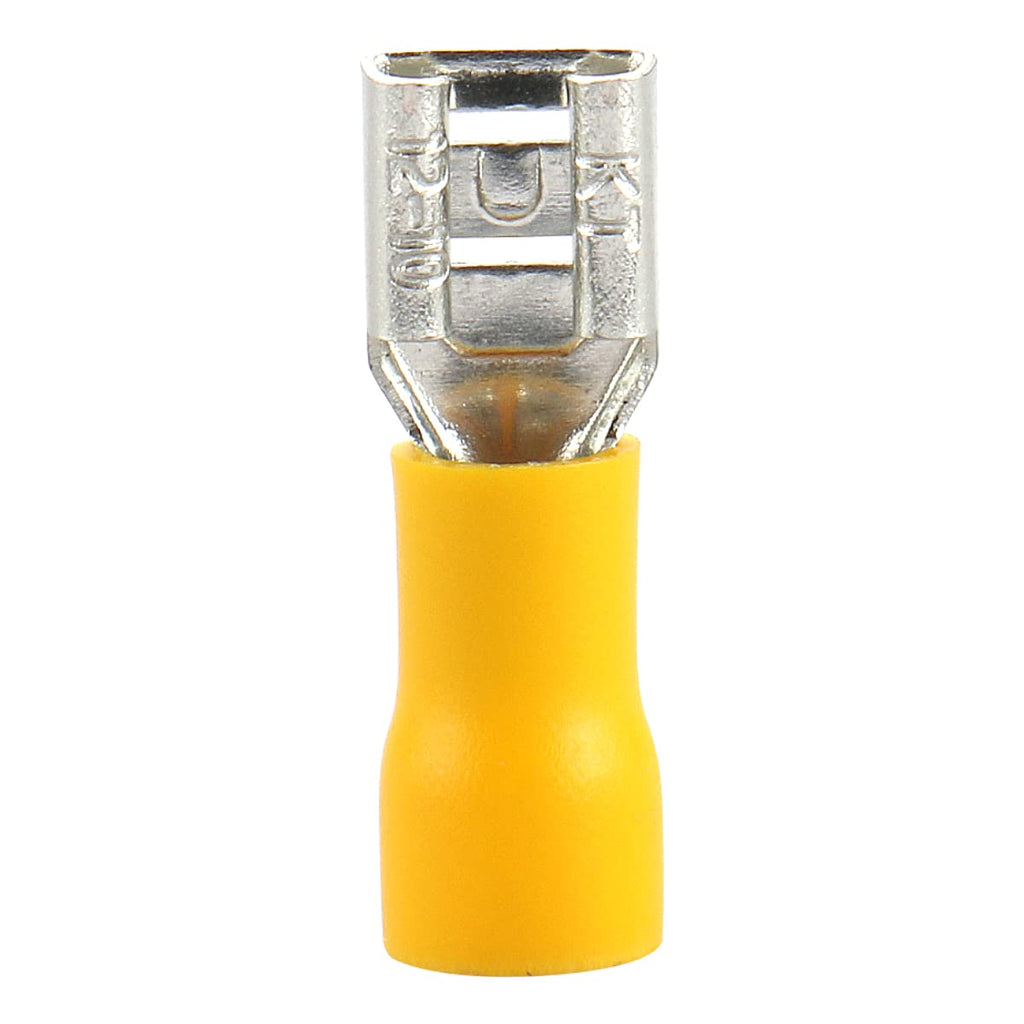 Female Quick disconnects Vinyl Insulated Spade Wire Connector Electrical Crimp Terminal 12-10 AWG Yellow Pack of 100