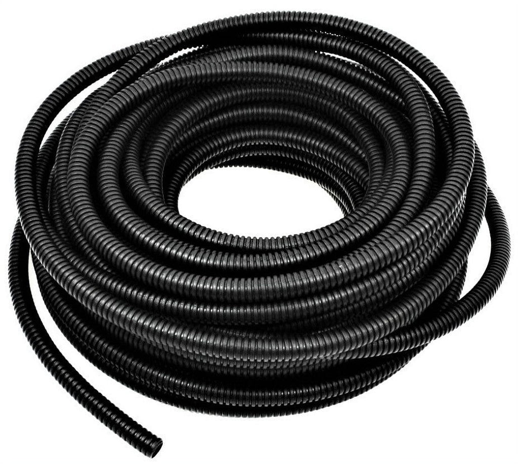 American Terminal ASLT18-25 25 Feet 1/8" 3.5mm Split Wire Loom Conduit Polyethylene Corrugated Tubing Black Color Sleeve Tube